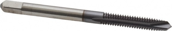 Spiral Point Tap: #8-32, UNC, 2 Flutes, Plug, 2B, High Speed Steel, TiCN Finish