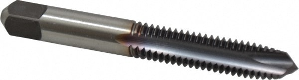 Spiral Point Tap: 3/8-16, UNC, 3 Flutes, Plug, 3B, High Speed Steel, TiCN Finish