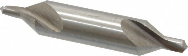 Value Collection #7 60° 5/8" Body Diam Cobalt Combo Drill & Countersink - Bright Finish, 3-1/4" OAL, Double End, RH Cut, Plain Edge, 1/4" Drill