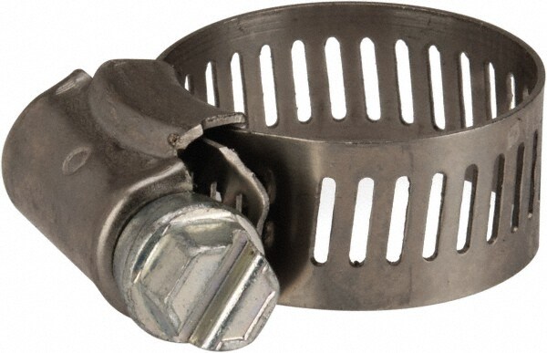 Worm Gear Clamp: 1" Dia, Stainless Steel Band