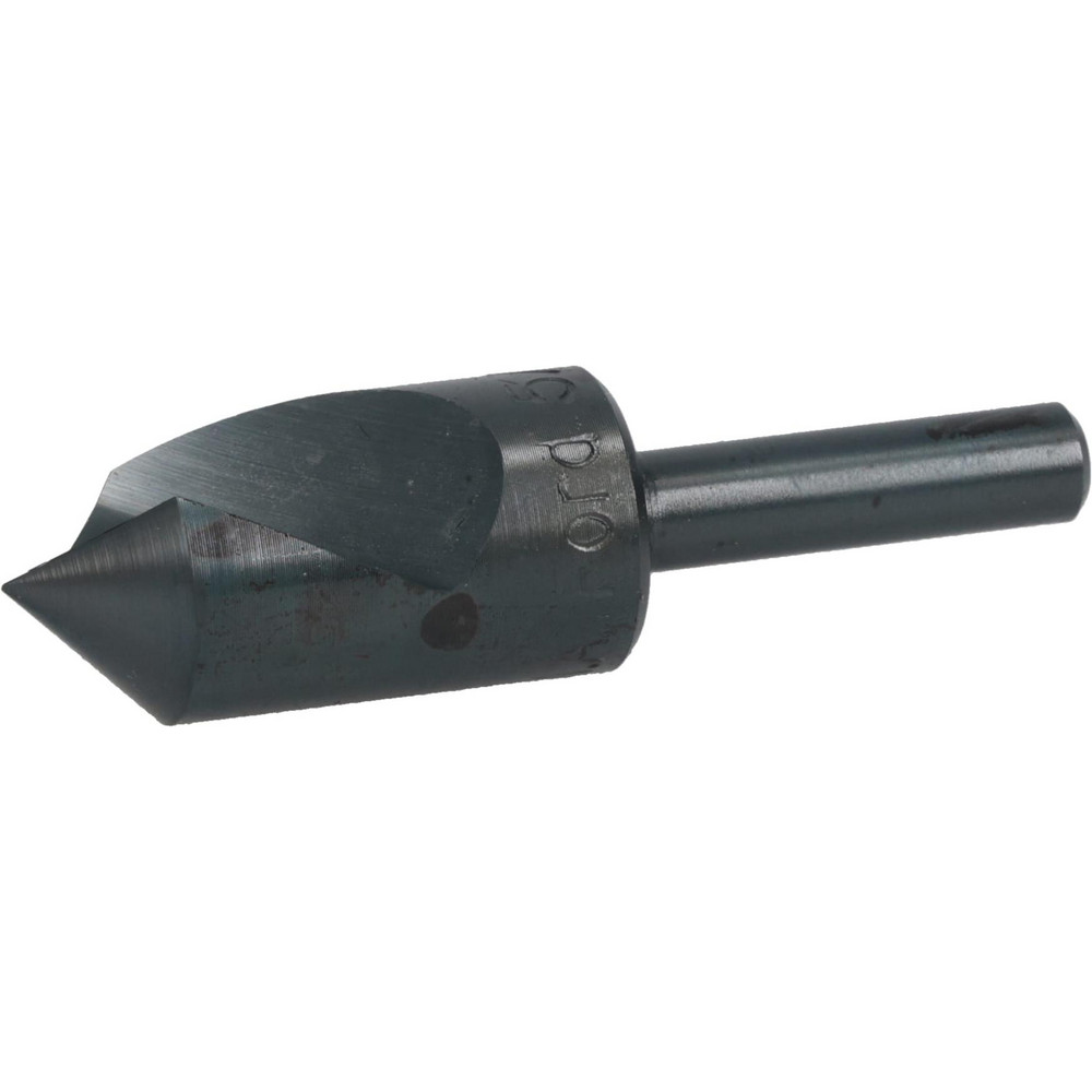 Countersink: 5/8" Head Dia, 90.00 deg Included Angle, 1 Flute, High-Speed Steel, Right Hand Cut - 1/4" Shank Dia, 2-1/4" OAL, Bright/Uncoated Finish