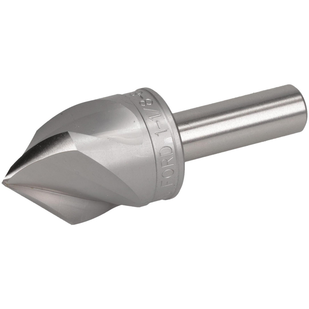 M.A. Ford® Countersink: 1-1/8" Head Dia, 82 deg Included Angle, 3 Flute, High-Speed Steel, Right Hand Cut - 1/2" Shank Dia, 3-1/4" OAL