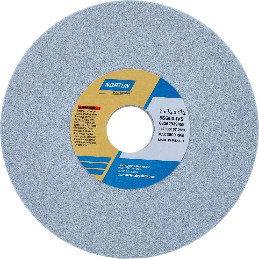 Surface Grinding Wheel: 7" Dia, 1/4" Thick, 1-1/4" Hole, 60 Grit, I Hardness