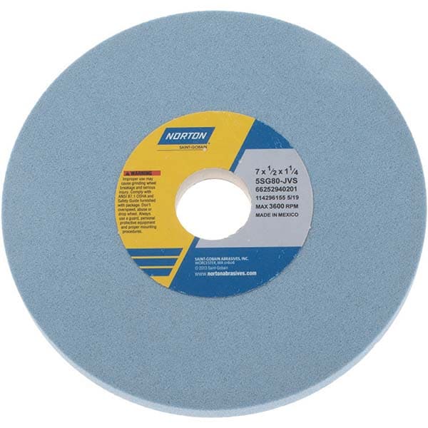 Surface Grinding Wheel: 7" Dia, 1/2" Thick, 1-1/4" Hole, 80 Grit, J Hardness