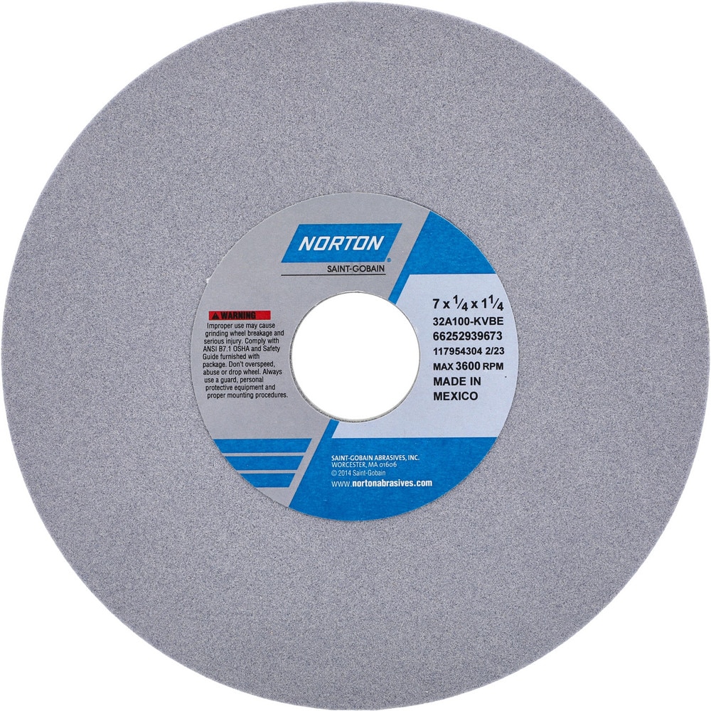 Surface Grinding Wheel: 7" Dia, 1/4" Thick, 1-1/4" Hole, 100 Grit, K Hardness