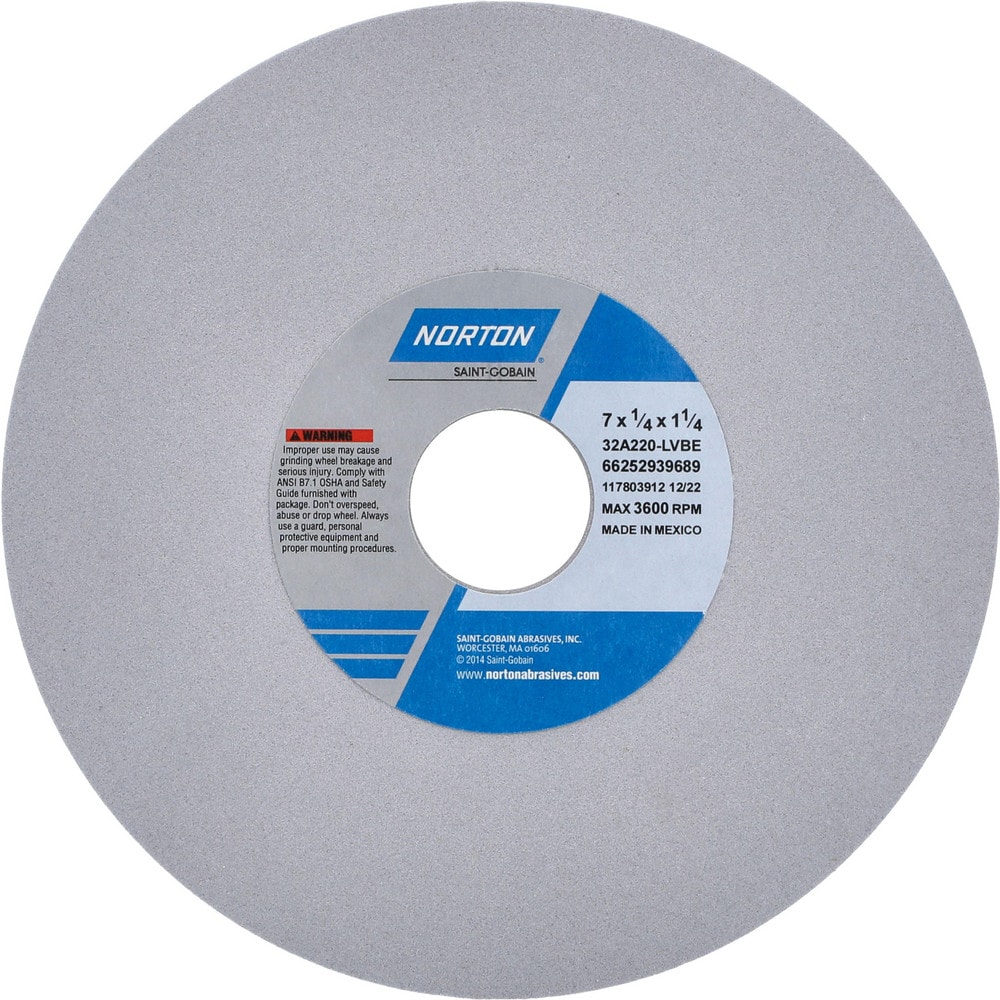 Surface Grinding Wheel: 7" Dia, 1/4" Thick, 1-1/4" Hole, 220 Grit, L Hardness