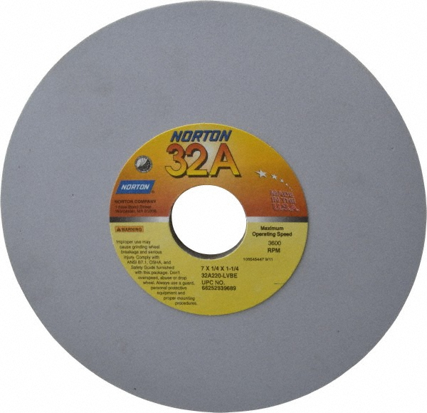 Norton 7" Diam x 11/4" Hole x 1/4" Thick, L Hardness, 220 Grit