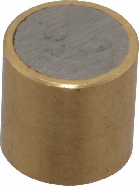 3/8" Diam x 3/8" High, 0.1 Lb Average & 0.2 Lb Max Pull Force, Brass Alnico Shielded Magnet