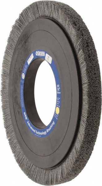 Osborn | ATB Wheel Brush: 14" Wheel Dia, 1" Face Width, 0.0280" Wire Dia, Crimped - 5-1/4" Hole, Nylon, 120 Grit | Part #0004066800