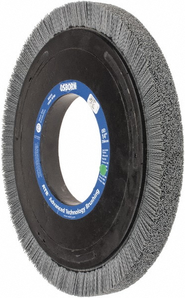 Osborn | ATB Wheel Brush: 14" Wheel Dia, 1" Face Width, 0.0350" Wire Dia, Crimped - 5-1/4" Hole, Nylon, 180 Grit | Part #0004067000