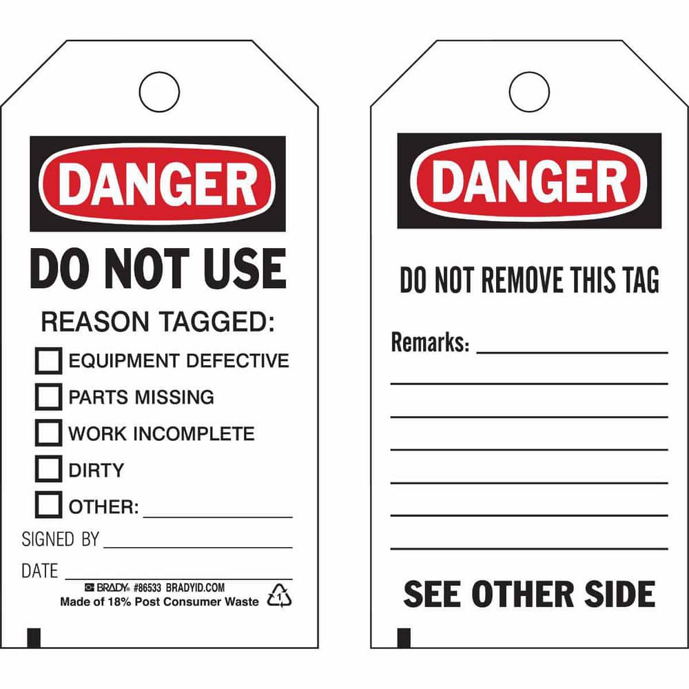 Accident Prevention Tag : Rectangle, 5.75" High, Polyester