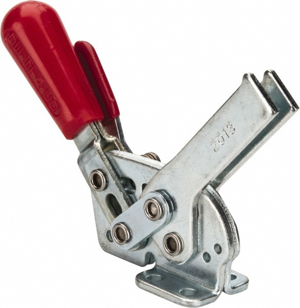 Manual Hold-Down Toggle Clamp: Horizontal, 295.00 lb Capacity, U-Bar, Flanged Base - 58 deg Handle Movement, 71 deg Bar Opening, Carbon Steel