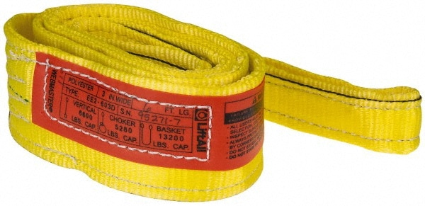 Lift-All EE2603DFX6 Eye & Eye Sling: 3" Wide, 6 Long, 6,500 lb Vertical, 5,280 lb Choker, 13,200 lb Basket, Polyester Image