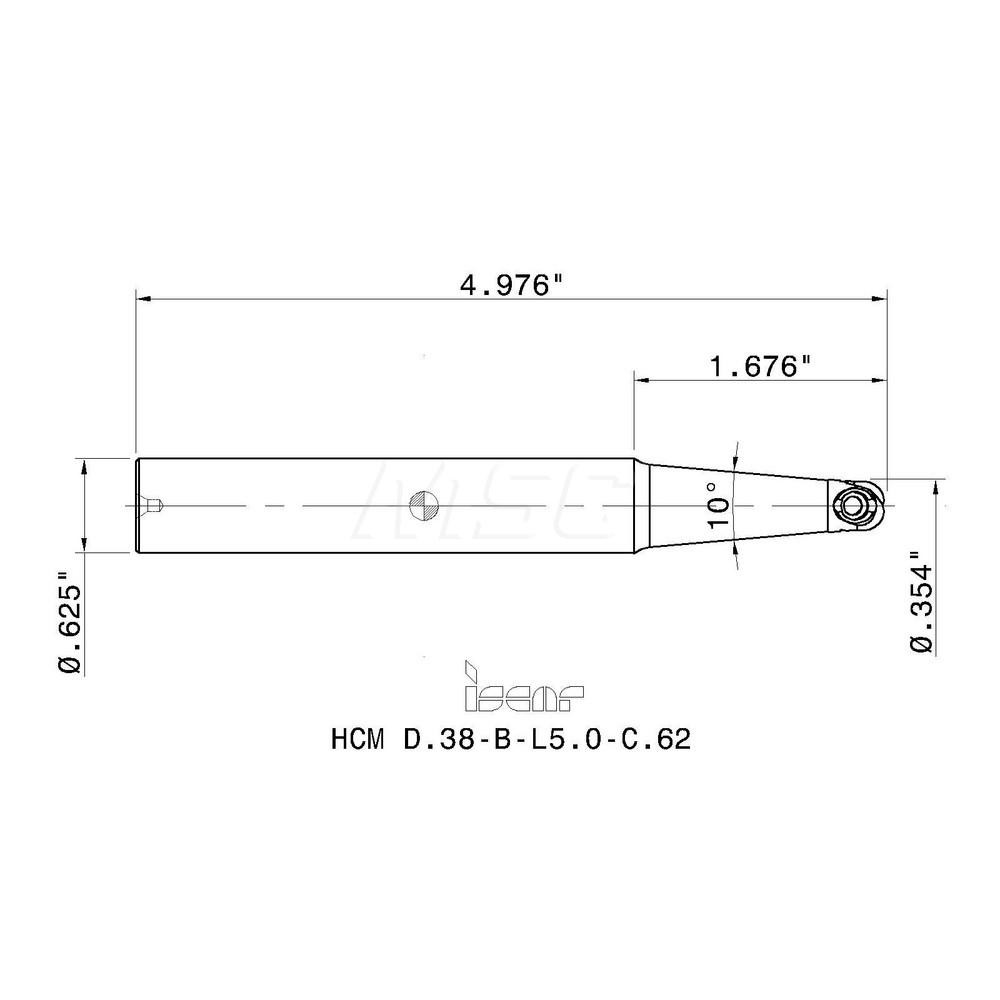 Iscar Indexable Ball Nose End Mill 3/8" Cut Dia, Solid Carbide, 5