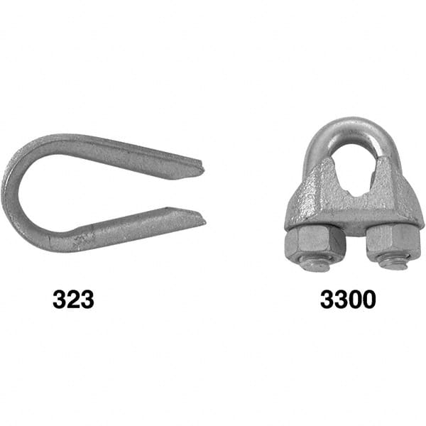 Campbell - Wire Rope Clip, Thimble Clip & Thimble: 1/8″ Rope Dia, Steel -  01169937 - MSC Industrial Supply