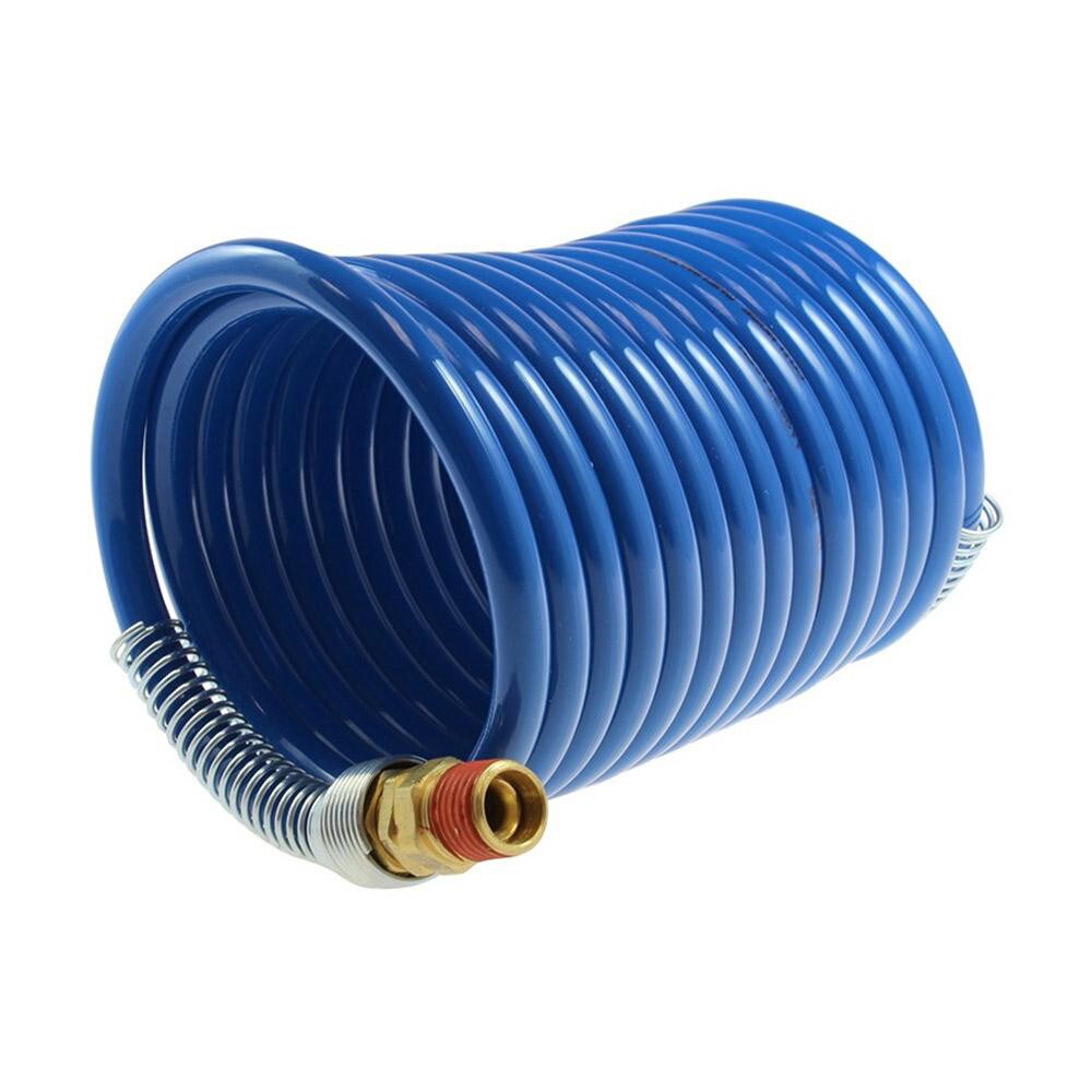 Coiled & Self Storing Hose: 1/4" ID, 12' Long, Male Swivel x Male Swivel