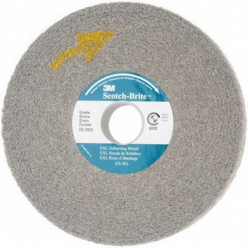 3M | Scotch-Brite™ Deburring Wheel: 6" Dia, 1" Face Width, 1" Hole, 8 Density, Silicon Carbide - Medium Grade, Convolute, Series XL-WL