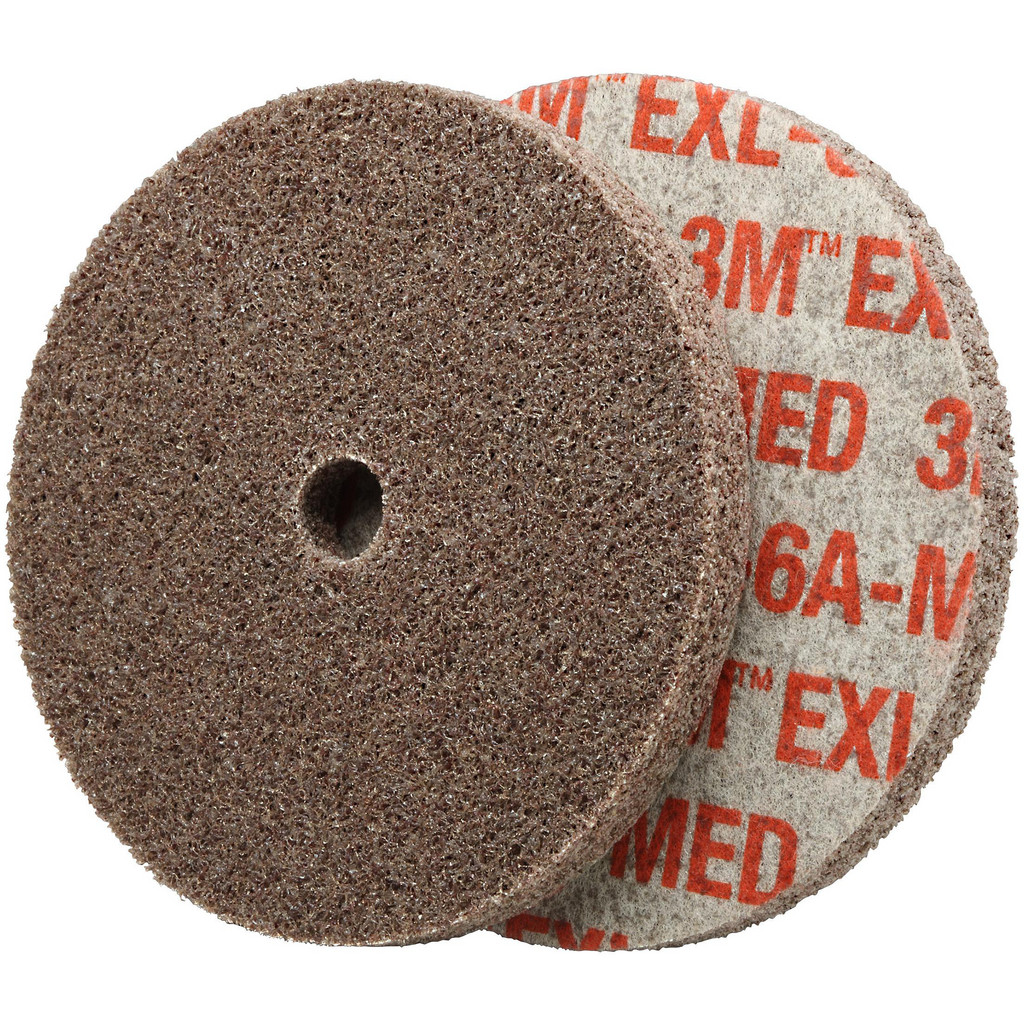 3M | Scotch-Brite™ Deburring Wheel: 1/2" Dia, 1/8" Face Width, 1/8" Hole, 6 Density, Aluminum Oxide - Medium Grade, Unitized, Series XL-UW
