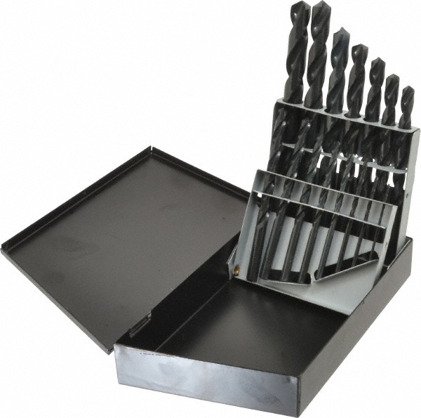 Drill Bit Set: Jobber Length Drill Bits, 15 Pc, 118 °, High Speed Steel