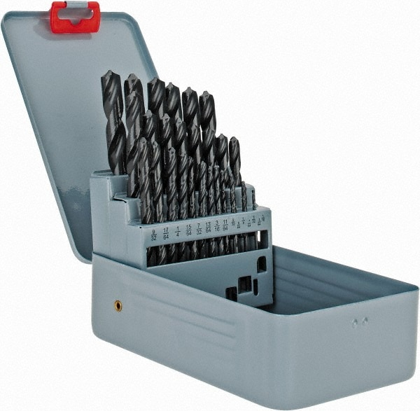 Drill Bit Set: Jobber Length Drill Bits, 29 Pc, 118 °, High Speed Steel