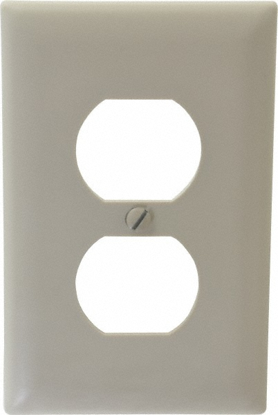 1 Gang, 4-11/16 Inch Long x 2-15/16 Inch Wide, Standard Outlet Wall Plate - Duplex Outlet, Light Almond, Nylon