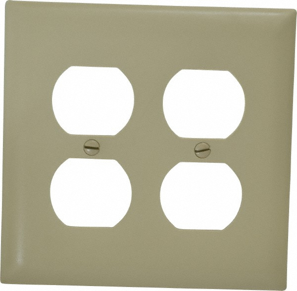 2 Gang, 4-11/16 Inch Long x 2-15/16 Inch Wide, Standard Outlet Wall Plate - Duplex Outlet, Ivory, Nylon