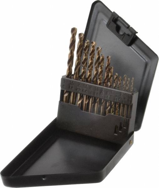 Drill Bit Set: Jobber Length Drill Bits, 13 Pc, 135 °, Cobalt