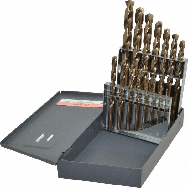 Drill Bit Set: Jobber Length Drill Bits, 15 Pc, 135 °, Cobalt
