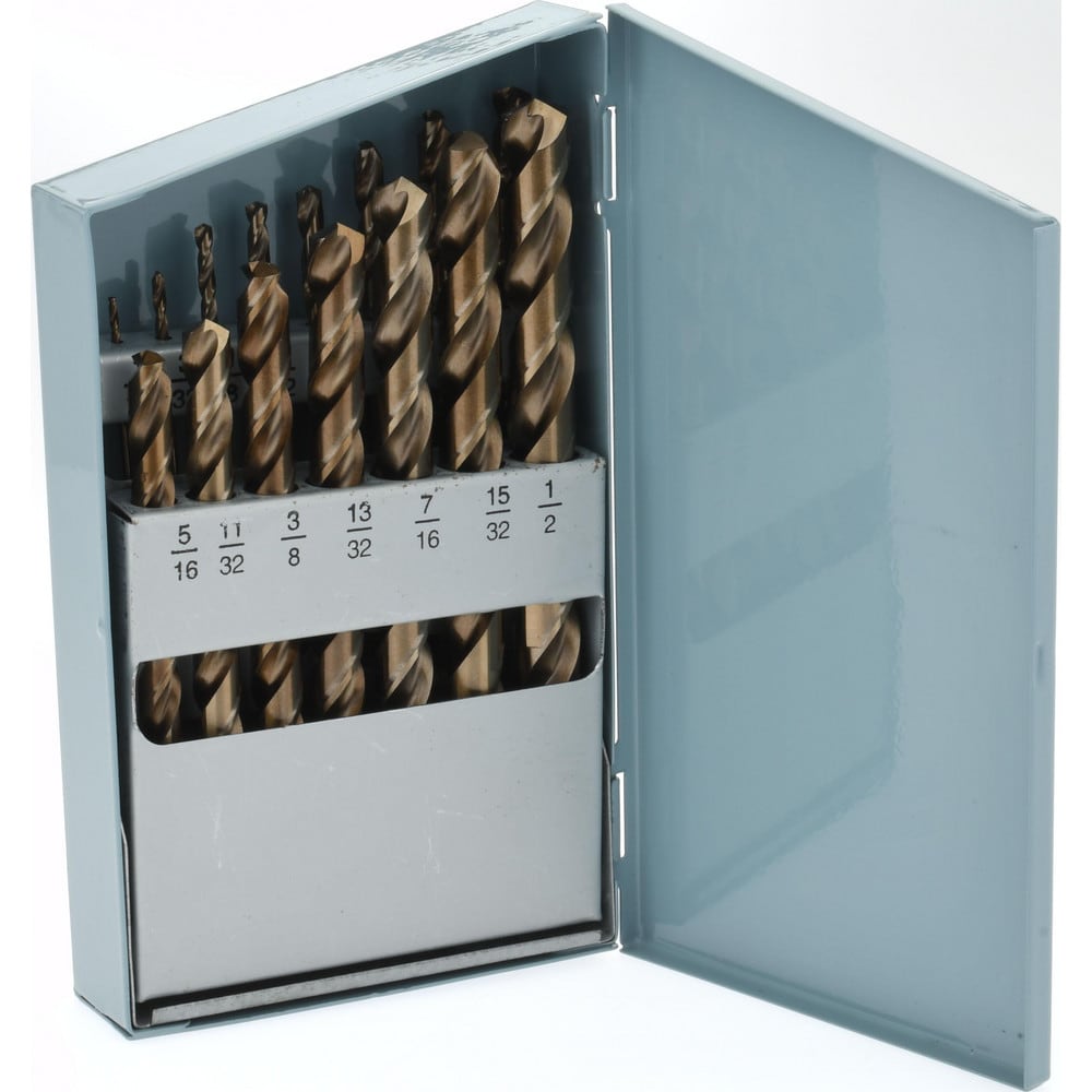 Drill Bit Set: Jobber Length Drill Bits, 15 Pc, 135 °, Cobalt