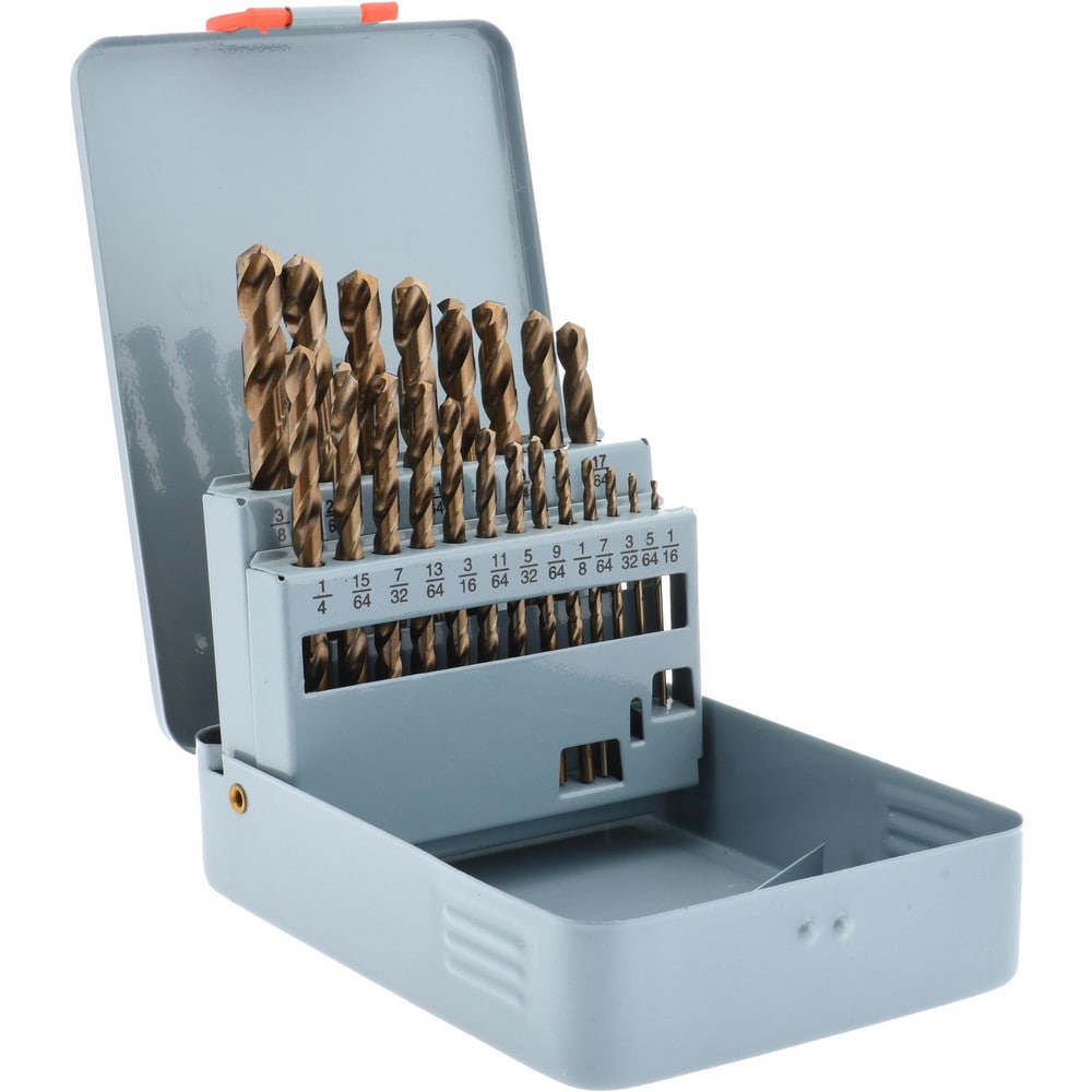 Drill Bit Set: Jobber Length Drill Bits, 21 Pc, 135 °, Cobalt