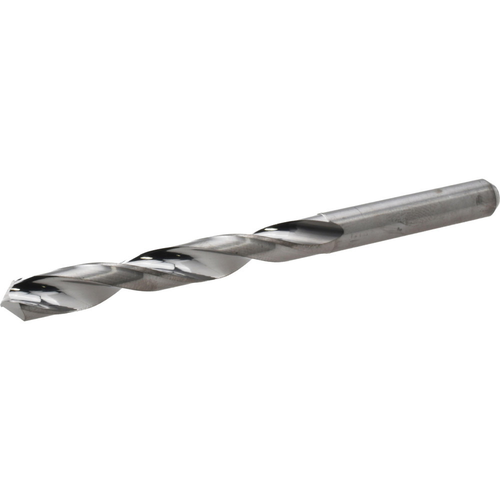 Jobber Length Drill Bit: 1/4" (0.2500) Dia, 118 deg, Solid Carbide - Bright/Uncoated Finish, 3-1/4" OAL, Right Hand Cut, Regular Spiral Flute, Straight Shank, Series 450