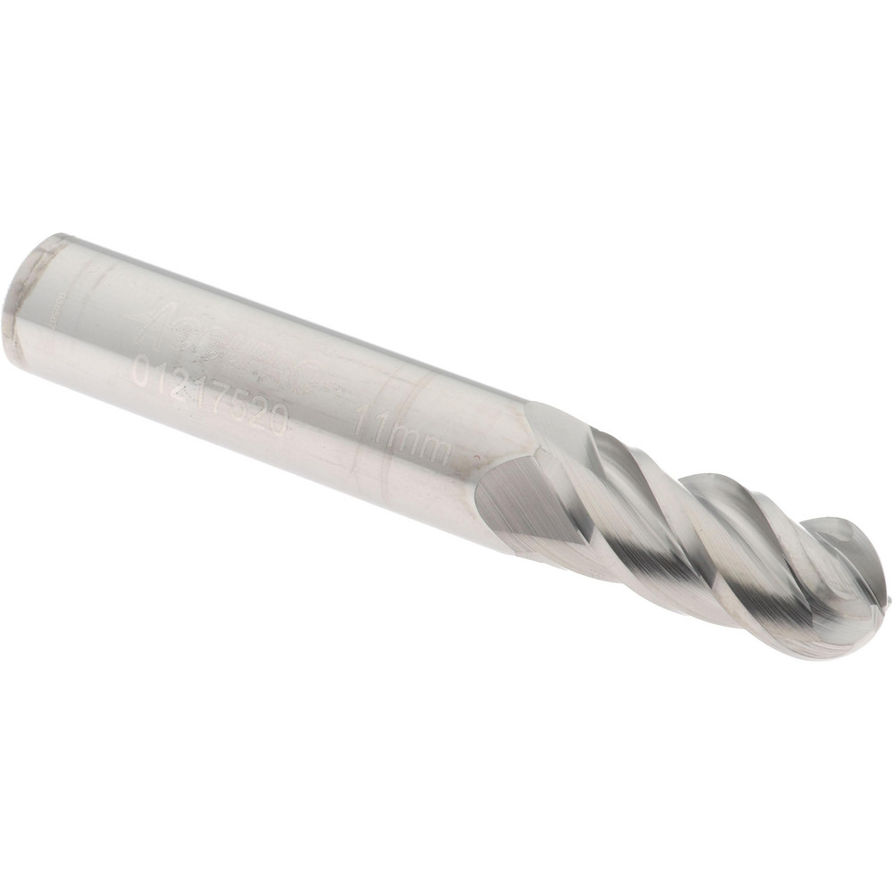 Accupro 12184666 Ball End Mill: 0.4331" Dia, 0.9843" LOC, 4 Flute, Solid Carbide Image