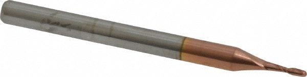 Accupro 12183894 Ball End Mill: 0.039" Dia, 0.1575" LOC, 2 Flute, Solid Carbide Image