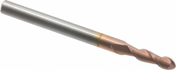 Accupro 12183927 Ball End Mill: 0.138" Dia, 0.472" LOC, 2 Flute, Solid Carbide Image