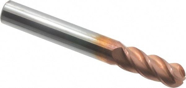 Ball End Mill: 0.315" Dia, 0.7874" LOC, 4 Flute, Solid Carbide