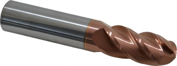 Ball End Mill: 0.7087" Dia, 1.4961" LOC, 4 Flute, Solid Carbide