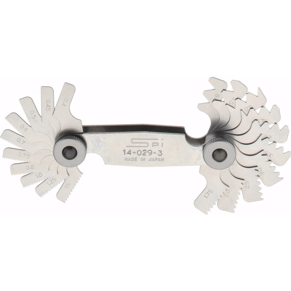 20 Leaf, 0.4 to 6mm Pitch Range, Steel Screw Pitch Gage