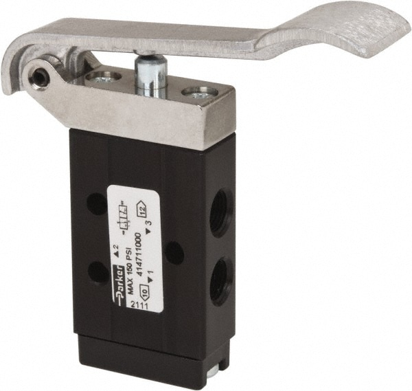 Parker 414711000 Manually Operated Valve: 3-Way & 2 Position, Hand Lever-Spring Return Actuated Image