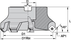 3" Cut Diam, 1" Arbor Hole Diam, 18.03mm Max Depth, Indexable Square-Shoulder Face Mill
