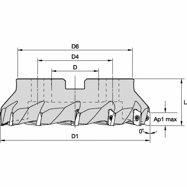 Kennametal 6" Cut Diam, 2" Arbor Hole Diam, 0.71" Max Depth
