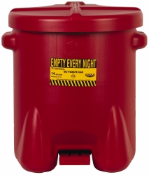 Eagle 14-Gallon Oily Waste Safety Can - Red Polyethylene With Foot Lever For Hands-Free Use