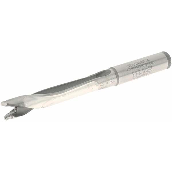 Replaceable-Tip Drill: 12 to 12.49 mm Dia, 62.48 mm Max Depth, 12.7 mm Straight-Cylindrical Shank