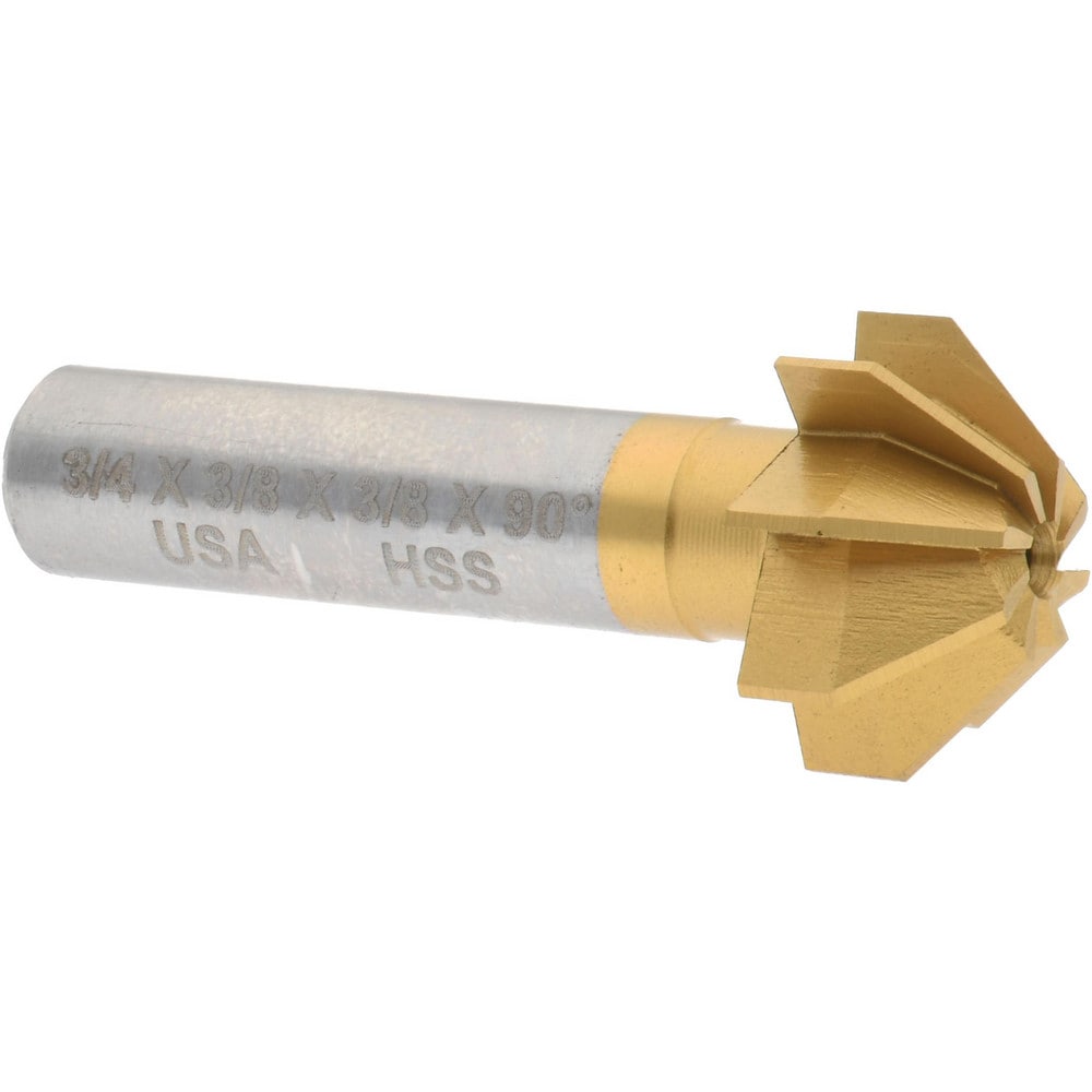 3/4" Large x 5/16" Small Diam, 3/8" Width of Cut, 90° Included Angle, 8 Teeth, High Speed Steel Face Angle Cutter