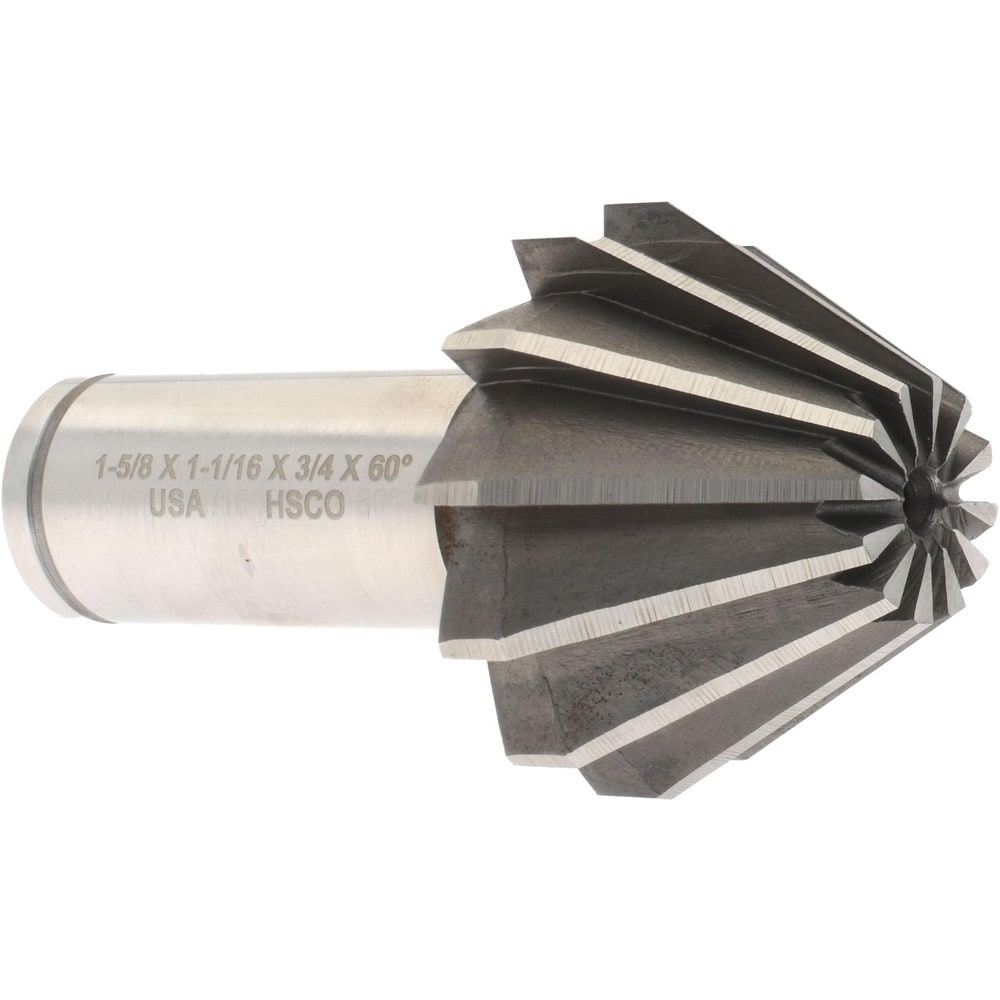 1-5/8" Large x 5/8" Small Diam, 1-1/16" Width of Cut, 60° Included Angle, 12 Teeth, Cobalt Face Angle Cutter