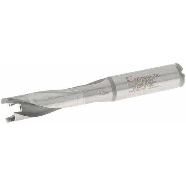 Replaceable-Tip Drill: 15 to 15.99 mm Dia, 48.01 mm Max Depth, 15.88 mm Straight-Cylindrical Shank