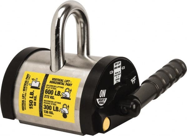 Mag-Mate VL0600 Lifting Magnet: 600 lb Limit, Locking On & Off Handle 