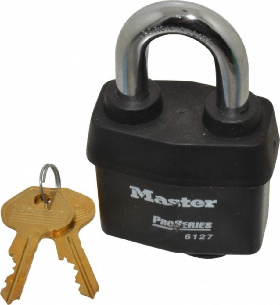 Master Lock 6127KA12G102 Padlock: Laminated Steel, Keyed Alike, 2-5/8" Wide 
