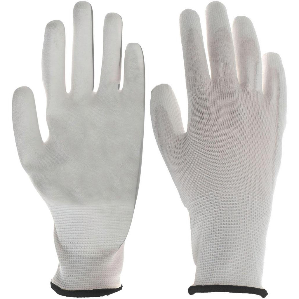 PRO-SAFE Work Gloves: Size X-Small, Nylon & Polyester Blend, Polyurethane-Coated, General Purpose - White, 7-1/2" Long, Pair | Part #27106