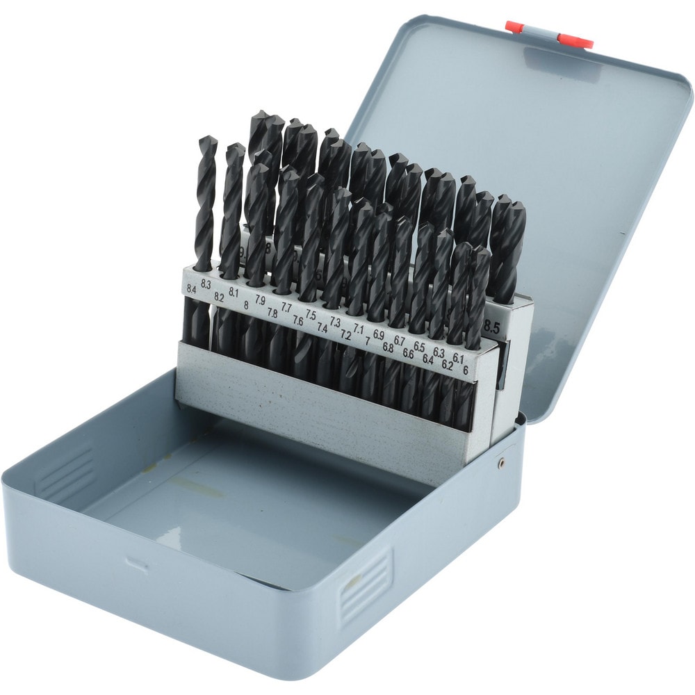 Drill Bit Set: Jobber Length Drill Bits, 41 Pc, 6" to 10" Drill Bit Size, 118 °, High Speed Steel