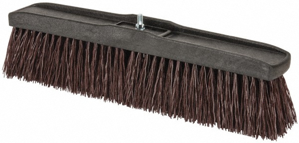Push Broom: 18" Wide, Polypropylene Bristle - Plastic Block, Bolt-On Handle Connection